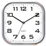 A square wall clock showing the time as 10:10:35.
